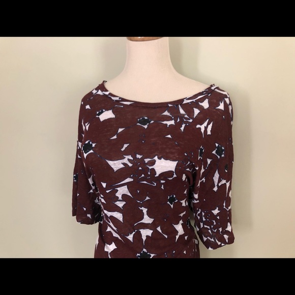 🆕 [Majestic Paris] Burgundy Print 100% Linen Top Sz: M - Picture 4 of 5